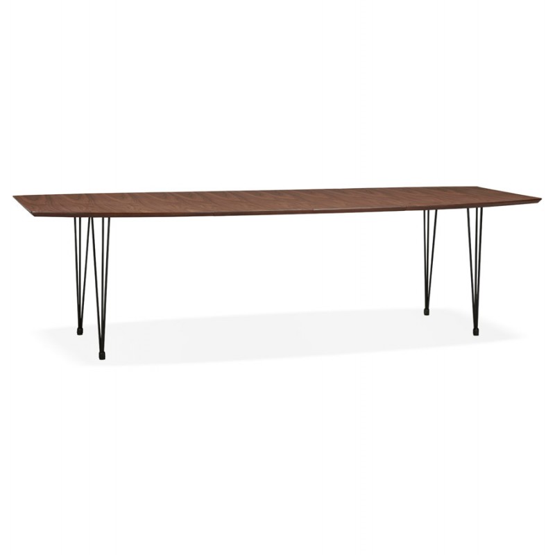 Table à manger extensible en bois et pieds noirs (170/270cmx100cm) LOANA (noyer) - image 49024