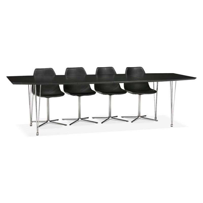 Tavolo da pranzo in legno estensibile e piedi cromati (170/270cmx100cm) RINBO (nero) - image 49033