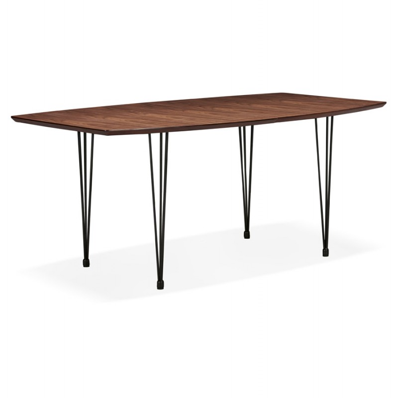 Mesa de comedor de madera extensible y pies negros (170/270cmx100cm) LOANA (ahogamiento) - image 49034