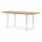 Ausziehbarer Esstisch aus Holz und Chromfüße (170/270cmx100cm) RINBO (natürliche Oberfläche)