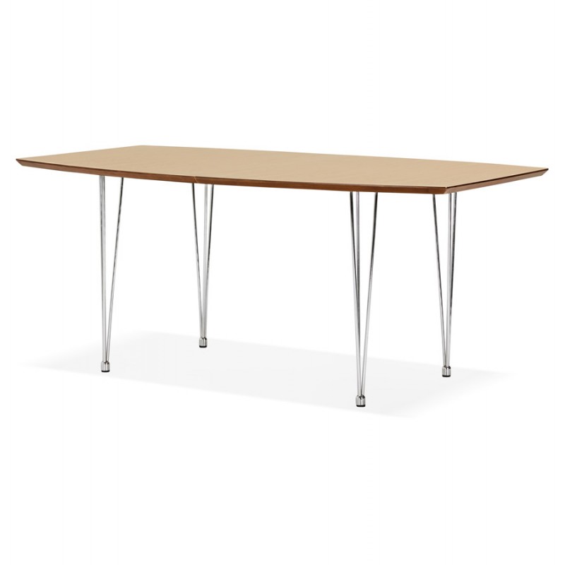 Tavolo da pranzo in legno estensibile e piedi cromati (170/270cmx100cm) RINBO (finitura naturale) - image 49045