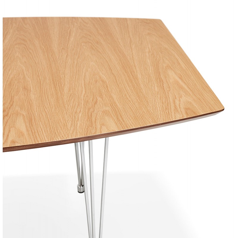 Tavolo da pranzo in legno estensibile e piedi cromati (170/270cmx100cm) RINBO (finitura naturale) - image 49048