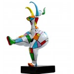 Mujer de estatuilla diseño escultura decorativa redonda de resina H55 (multicolor)