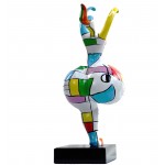 Mujer de estatuilla diseño escultura decorativa redonda de resina H55 (multicolor)