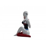 Donna statua scultura decorativa che si siede a gambe accavallate resina H54 cm (multicolor)