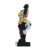 Mujer estatua expresiva diseño escultura decorativa en resina H54 cm (multicolor)