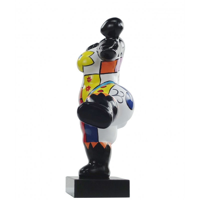 Mujer estatua expresiva diseño escultura decorativa en resina H54 cm (multicolor) - image 49147