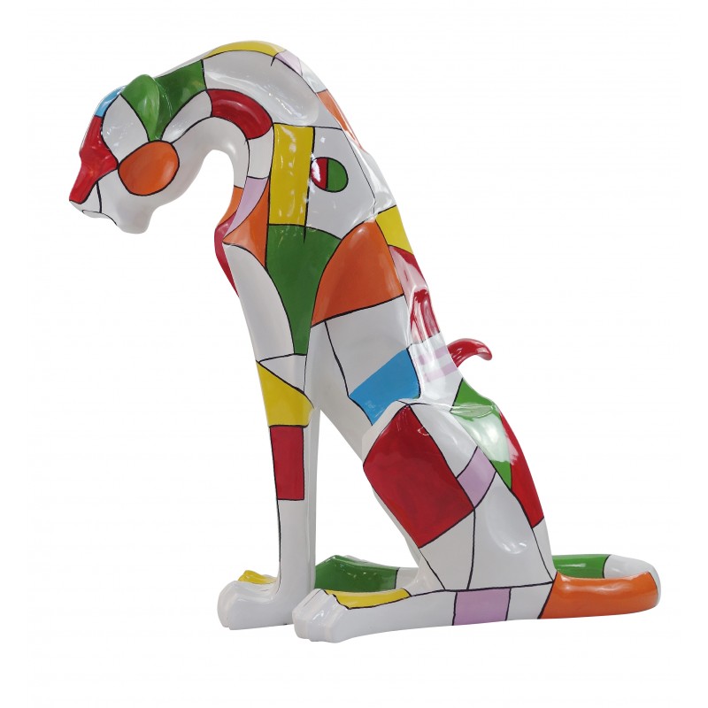 Decorative sculpture design Panther statue in resin H100 cm (multicolor) - image 49186
