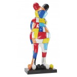 Statue sculpture décorative design GRENOUILLE DAMIER en résine H150 (multicolore)