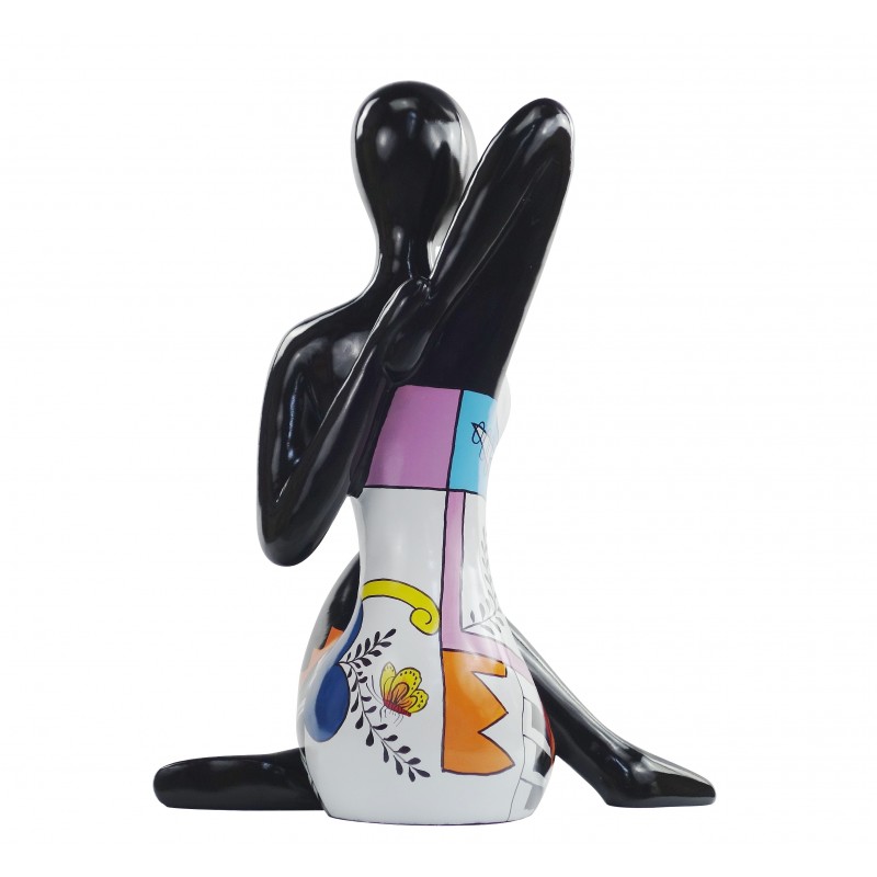 Diseño decorativo de escultura mujer sentada en resina H54 cm (multicolor) - image 49195
