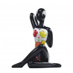 Design dekorative Skulptur Frau sitzende Statue im Harz H54 cm (multicolor)