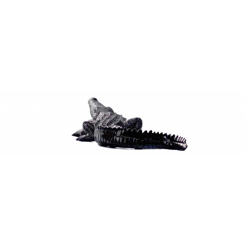 Statua di design scultura decorativa coccodrillo in resina (nero) - image 49205