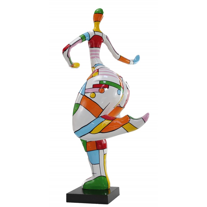 Statue sculpture décorative design FEMME ARLEQUIN en résine H140 (multicolore) - image 49232