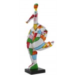 Mujer estatua Arlequín diseño escultura decorativa en resina H140 (multicolor)