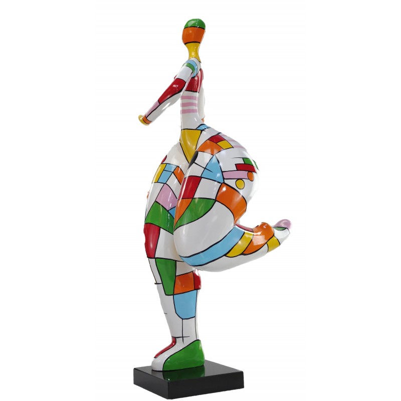 Mujer estatua Arlequín diseño escultura decorativa en resina H140 (multicolor) - image 49233