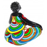 Diseño de escultura decorativa estatua WOMAN EXOTIC LOTUS en resina H40 cm (multicolor)