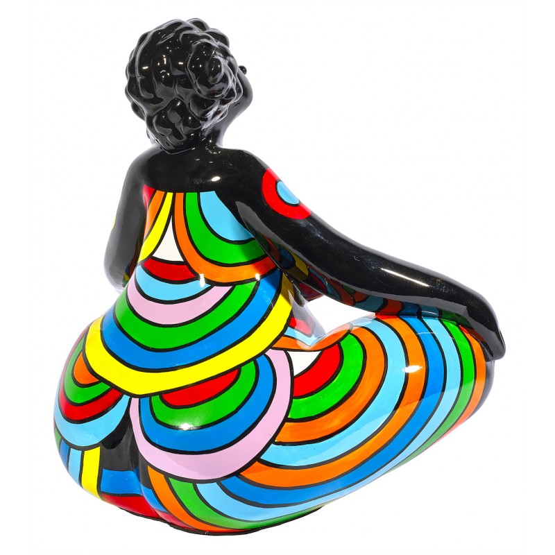 Diseño de escultura decorativa estatua WOMAN EXOTIC LOTUS en resina H40 cm (multicolor) - image 49266