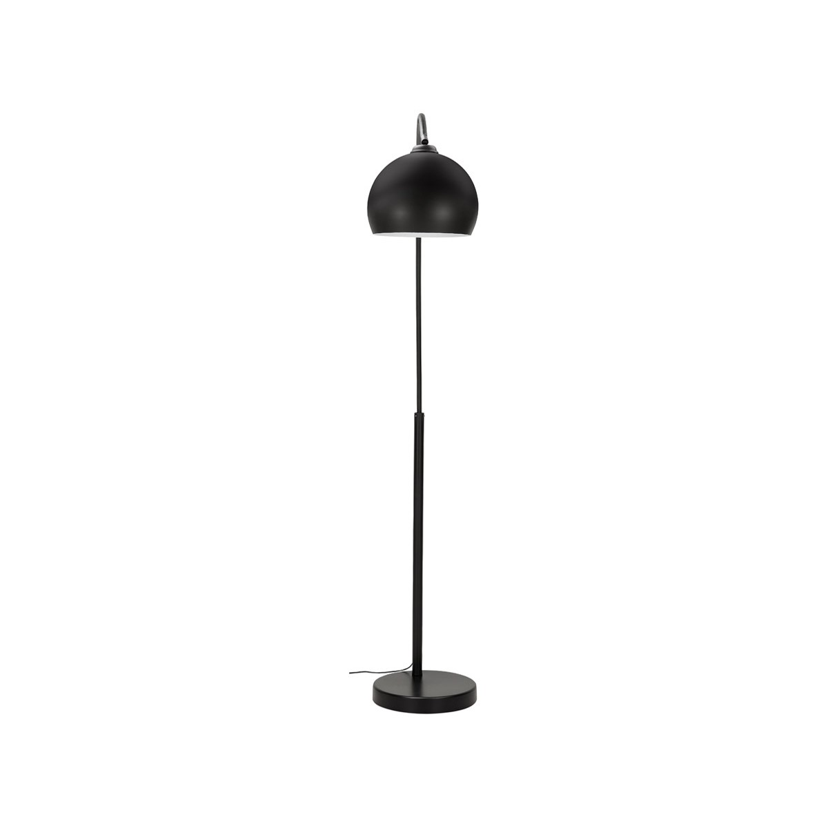 Lampadaire arc design noir avec abat-jour en coton et métal L200