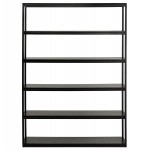 Extended library design industrial style in wood and metal AKARI (black)