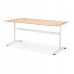 SONA white-footed wooden right desk (160x80 cm) (natural finish)