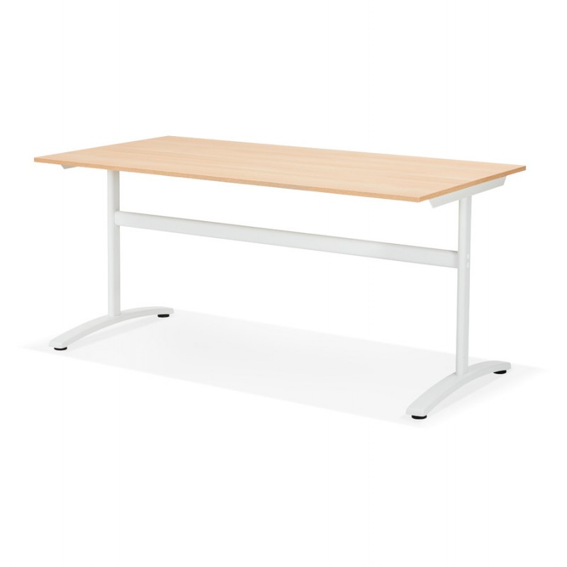 SONA scrivania destra in legno dai piedi bianchi (160x80 cm) (finitura naturale) - image 49523