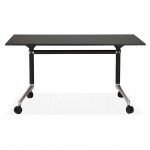 Table pliante sur roulettes en bois pieds noirs SAYA (140x70 cm) (noir)