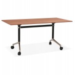 SAYA black-footed wooden wheely table (160x80 cm) (walnut finish)