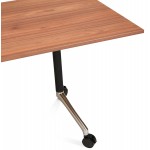 Table pliante sur roulettes en bois pieds noirs SAYA (160x80 cm) (finition noyer)