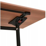 SAYA mesa de tarima de madera de patas negras (160x80 cm) (acabado de nogal)