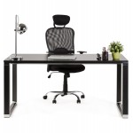 Holz-Design Schreibtisch aus holz schwarze Füße BOUNY (140x70 cm) (schwarz)