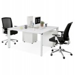 Bureau BENCH table de réunion moderne en bois pieds blanc RICARDO (160x160 cm) (blanc)