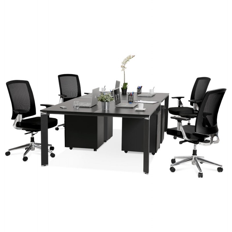 Büro BENCH Tisch moderne Holz-Tisch schwarze Füße RICARDO (160x160 cm) (schwarz) - image 49675