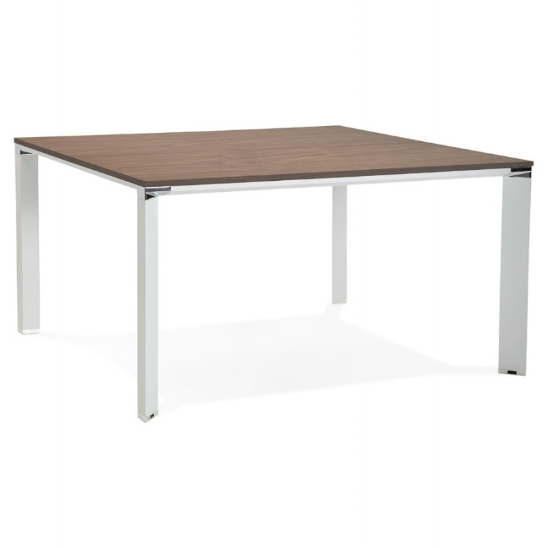 Büro BENCH Tisch moderne Tagungstisch aus holzweißen Füssen RICARDO (140x140 cm) (Nussbaum) - image 49682