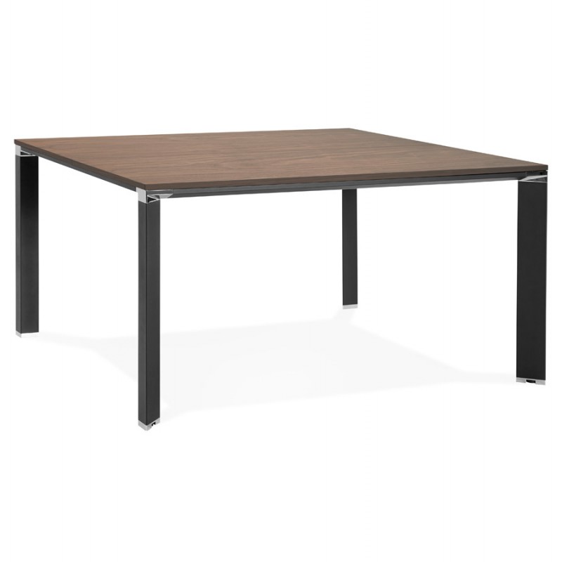 Bureau BENCH table de réunion moderne en bois pieds noirs RICARDO (140x140 cm) (noyer) - image 49693