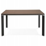 Büro BENCH Tisch moderne Holz-Tisch schwarze Füße RICARDO (140x140 cm) (Nussbaum)