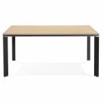 Bureau BENCH table de réunion moderne en bois pieds noirs RICARDO (160x160 cm) (naturel)