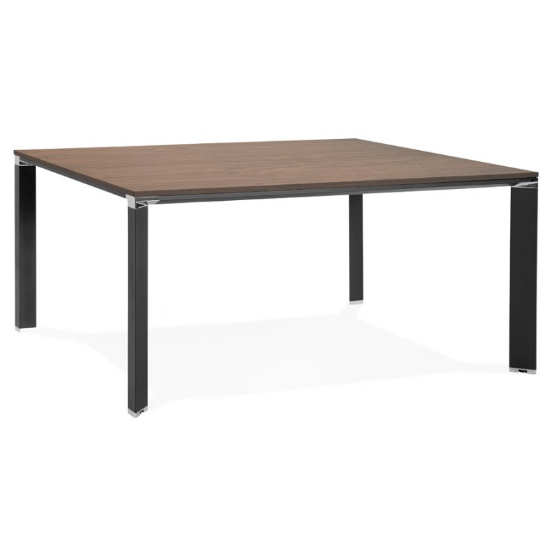 Bureau BENCH table de réunion moderne en bois pieds noirs RICARDO (160x160 cm) (noyer) - image 49715