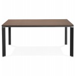 Büro BENCH Tisch moderne Holz-Tisch schwarze Füße RICARDO (160x160 cm) (Nussbaum)