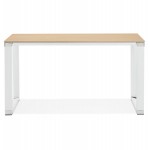 Geraden Design-Schreibtisch aus weißem Holzfuß BOUNY (140x70 cm) (natürlich)
