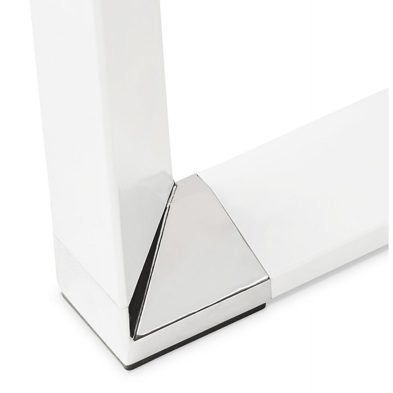 Bureau droit design en verre trempé pieds blancs BOIN (140x70 cm) (blanc) - image 49754