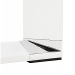 Scrivania destra design vetro imbevuto piedi bianchi BOIN (140x70 cm) (bianco)