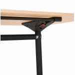Falttisch auf Rädern aus Holz schwarze Füße SAYA (140x70 cm) (naturbeschichtet)