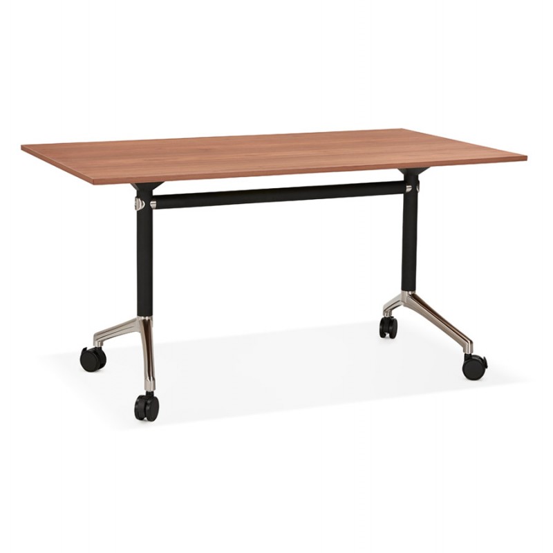 SAYA mesa de tarima de madera de patas negras (140x70 cm) (acabado de nogal) - image 49780