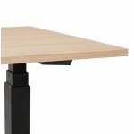 Bureau assis debout électrique en bois pieds noirs KESSY (140x70 cm) (finition naturelle)