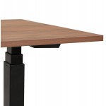Bureau assis debout électrique en bois pieds noirs KESSY (140x70 cm) (finition noyer)