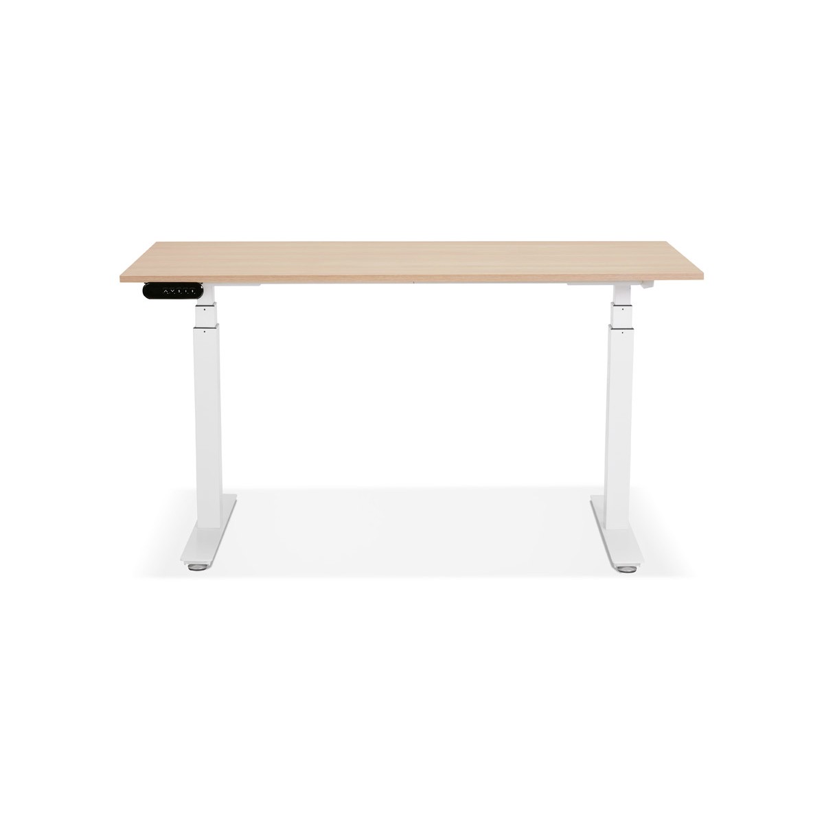 Bureau assis-debout 140 cm effet bois blanc