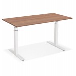 Seated standing electric wooden white feet KESSY (140x70 cm) (walnut finish)