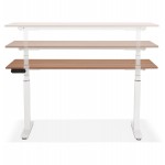 Seated standing electric wooden white feet KESSY (160x80 cm) (walnut finish)