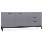 Buffet enfilade design 2 doors 3 wooden drawers AGATHE (grey)