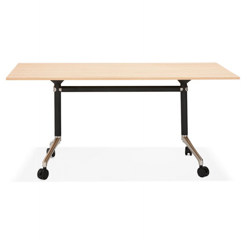 SAYA mesa de tarima de madera de patas negras (160x80 cm) (acabado natural) - image 49989